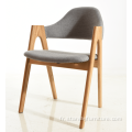 Tissu moderne rembourré de loisirs chaise de salle à manger pieds de bois